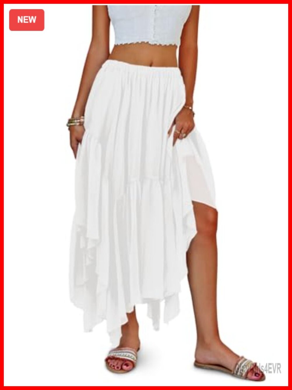 Boho Maxi Skirt Asymmetric Flowy A-Line Pleated High Low Hem Summer